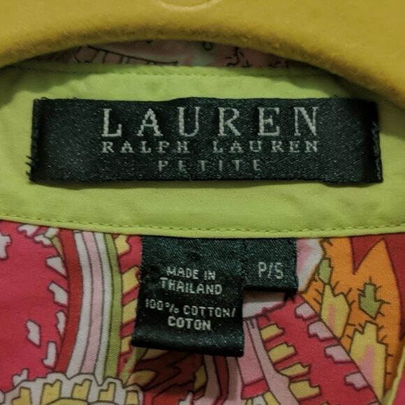 Lauren Ralph Lauren print button down shirt Sz PS - Picture 4 of 5
